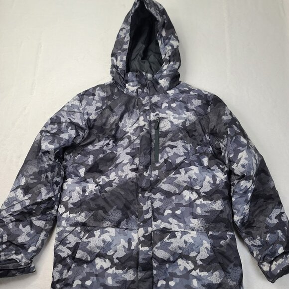 Columbia Men's Black Gray Camouflage Omni-Heat Padded Puffer Jacket Size L - Picture 2 of 6